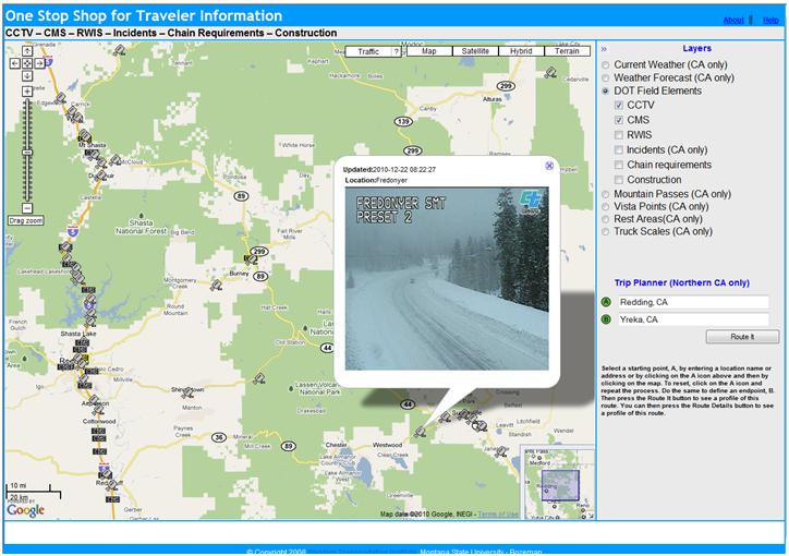 OSS screenshot (12/22/2010): CCTV image of Fredonyer Summit west of Susanville