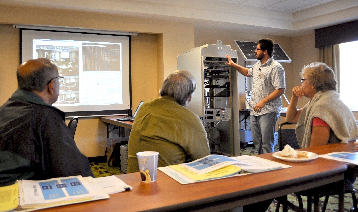 Keith Koeppen, Caltrans District 2, demonstrates the Information Relay his team developed and deployed. (2013)