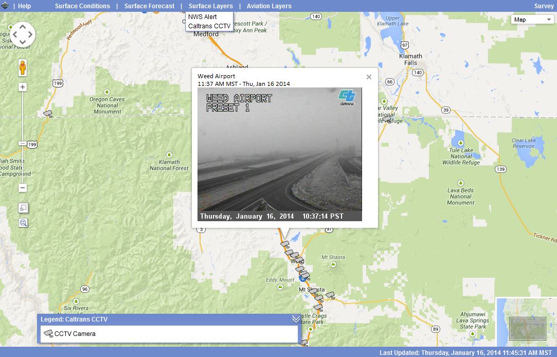 Screenshot of heavy fog conditions captured on a CCTV camera near the Weed, CA Airport. Screenshot of heavy fog conditions captured on a CCTV camera near the Weed, CA Airport.