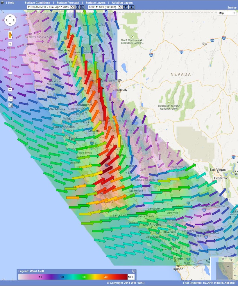 Wind Aloft Layer 6000 ft. AMSL.