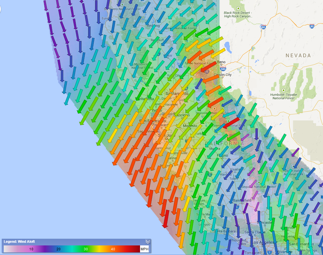 Aviation WeatherShare displays layers which show wind intensity and direction for various altitudes. Aviation WeatherShare displays layers which show wind intensity and direction for various altitudes.
