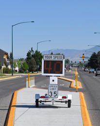 Trailer style speed sign unit. Trailer style speed sign unit.
