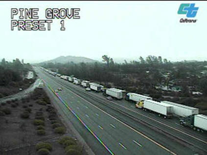 Significant backups can occur along sections of I-5 north of Redding, CA when chain requirements are in place. Significant backups can occur along sections of I-5 north of Redding, CA when chain requirements are in place.