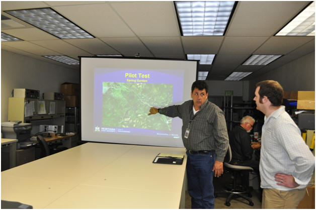 Ian discussing the pilot test site at Spring Garden with Kelvin. Ian discussing the pilot test site at Spring Garden with Kelvin.