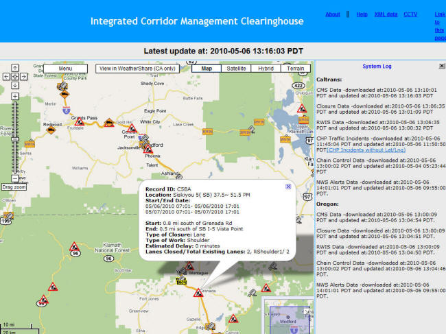 ICM Website Screenshot: This icon reveals construction information.