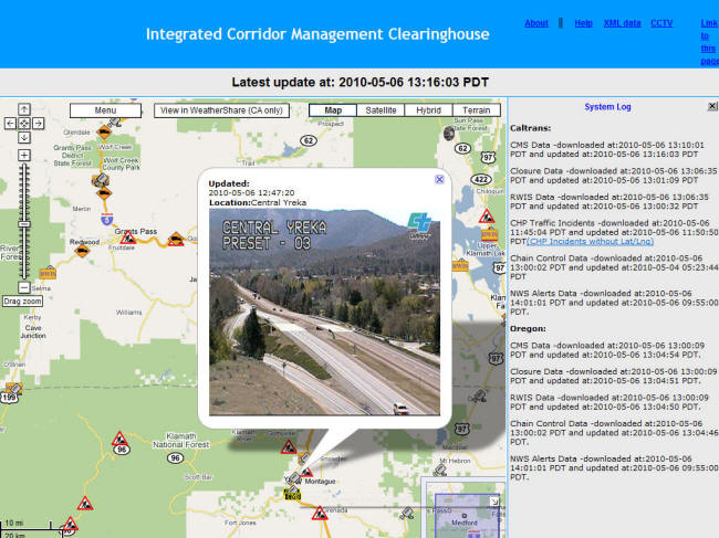 ICM Website Screenshot: Camera images are available too, and this one confirms that it's a beautiful day along I-5 near Yreka.