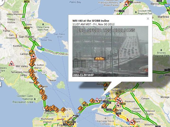 CCTV showing the conditions of the San Francisco Oakland Bay Bridge. 