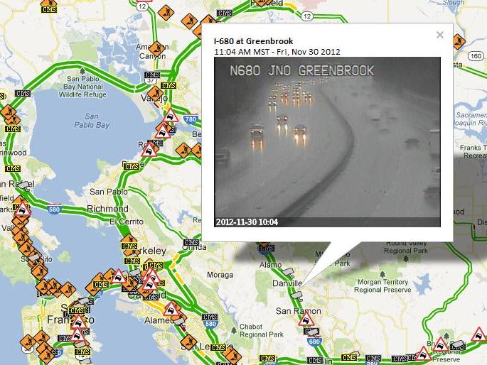 CCTV showing the conditions on I-680 at Greenbrook.