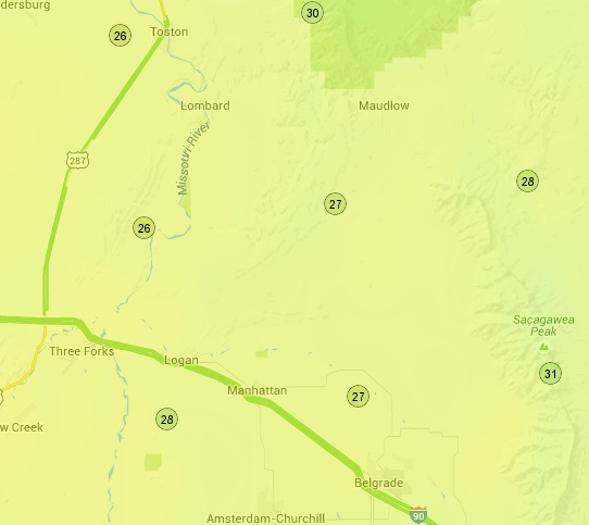 OSS screenshot, 10/11/2015, relative humidity near the fire’s location.