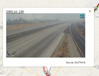 CCTV image showing smoke and fire along Interstate 15. CCTV image showing smoke and fire along Interstate 15.