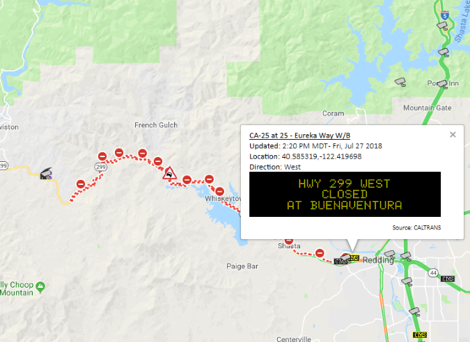 OSS Screenshot, 2018-07-27: SR-299 Closure and Associated CMS Message OSS Screenshot, 2018-07-27: SR-299 Closure and Associated CMS Message