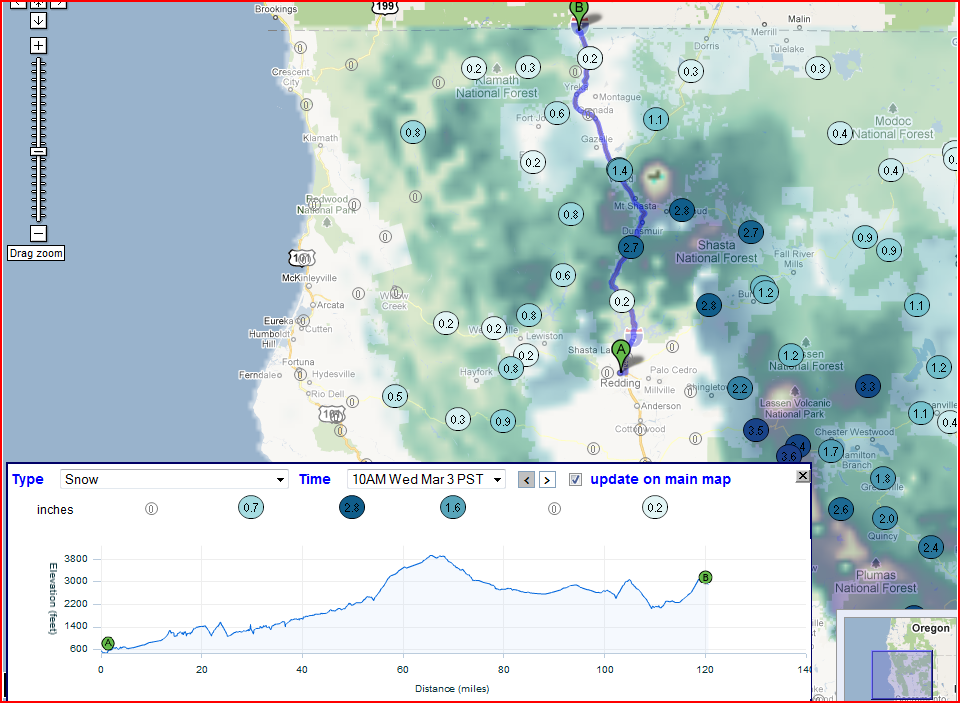 OSS Screenshot: Different layers can be viewed both on the routing map and on the elevation profile.