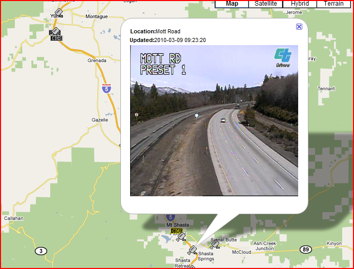 OSS Screenshot (3/9/2010): The Mott Road CCTV camera shows decent road conditions. OSS Screenshot (3/9/2010): The Mott Road CCTV camera shows decent road conditions.
