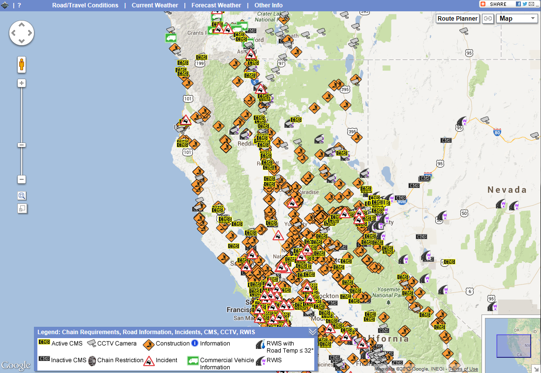 OSS – Zoomed to Road/Travel Conditions in Northern California. OSS – Zoomed to Road/Travel Conditions in Northern California.