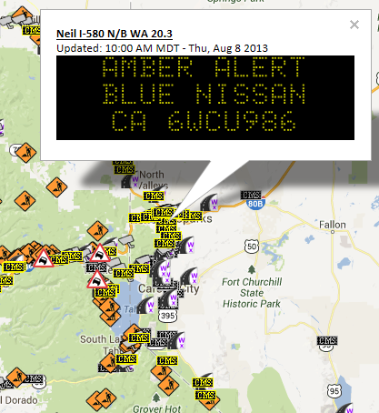 Here’s the Amber Alert message on a sign near Reno, Nevada. Here’s the Amber Alert message on a sign near Reno, Nevada.