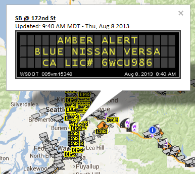 Here’s the Amber Alert message on a sign near Seattle.