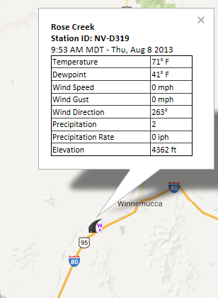 Weather Data from the Rose Creek Station near Winnemucca, Nevada. Weather Data from the Rose Creek Station near Winnemucca, Nevada.