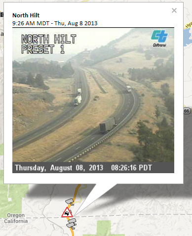 Caltrans CCTV Image showing smoke on I-5 near the Oregon border.