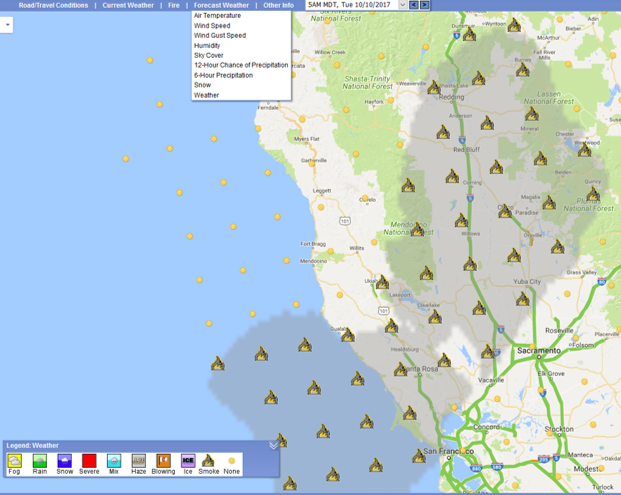 Forecast Smoke on the Morning of Tuesday, October 10, 2017.