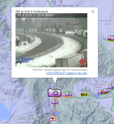 Nevada DOT Camera Image Showing Traffic Backed Up Due to Interstate 80 Closure on March 6th, 2017.