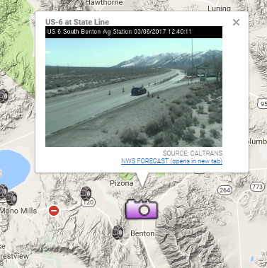 Caltrans CCTV along US-6 at Nevada State Line on March 6th, 2017.