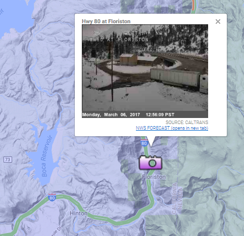 Caltrans CCTV at Floriston along Interstate 80 on March 6th, 2017.