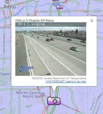 Nevada DOT CCTV along Interstate 580 @ S Virginia Off Ramp South of Reno on March 6th, 2017. Nevada DOT CCTV along Interstate 580 @ S Virginia Off Ramp South of Reno on March 6th, 2017.