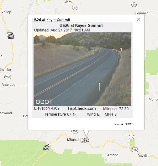 CCTV image from Keyes Summit along US 26 in Oregon. CCTV image from Keyes Summit along US 26 in Oregon.
