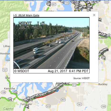 WSDOT CCTV image showing post-Eclipse traffic along I-5 North of Olympia. WSDOT CCTV image showing post-Eclipse traffic along I-5 North of Olympia.