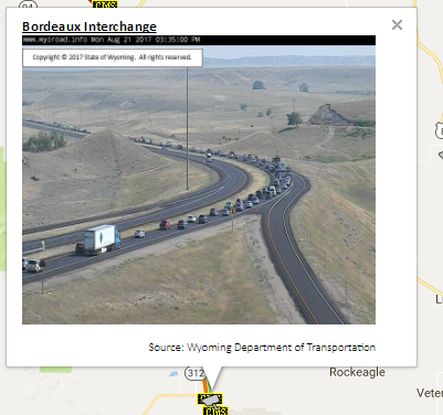Wyoming DOT CCTV image showing post-Eclipse traffic.