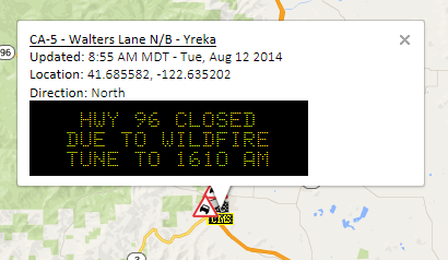 Highway 96 Closure Indicated on CMS in OSS