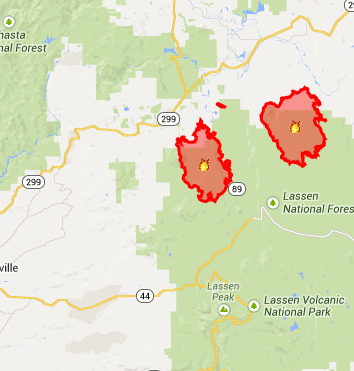 QuickMap Display of Fire in Proximity to SR 89