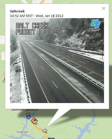 OSS Screenshot (1/18/2012): CCTV camera image showing road conditions near Salt Creek.