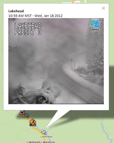 OSS Screenshot (1/18/2012): CCTV camera image showing road conditions near Lakehead.