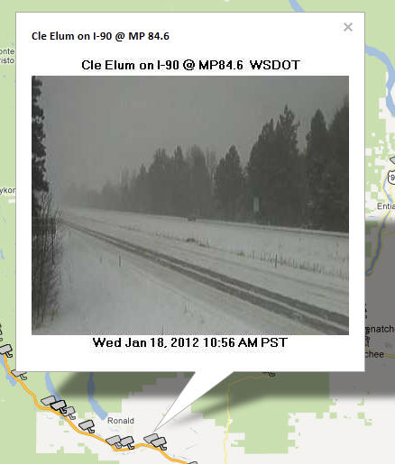 OSS Screenshot (1/18/2012): A CCTV camera image for Cle Elum on I-90 in Washington.