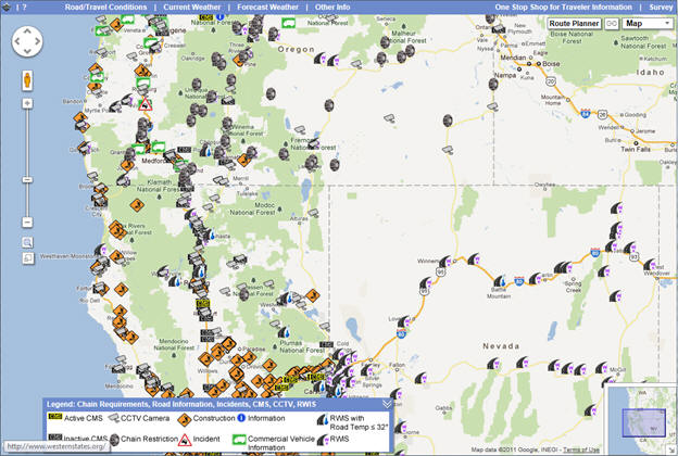 OSS Screenshot (12/14/2011): Road/Travel Conditions - the OSS Default Screen.