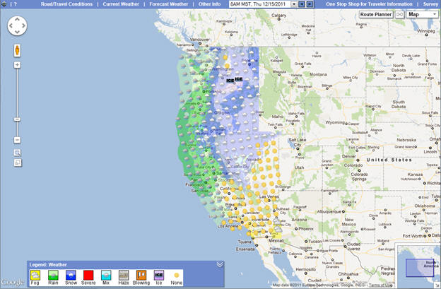 OSS Screenshot (12/14/2011): Weather Forecast covering the western states region.
