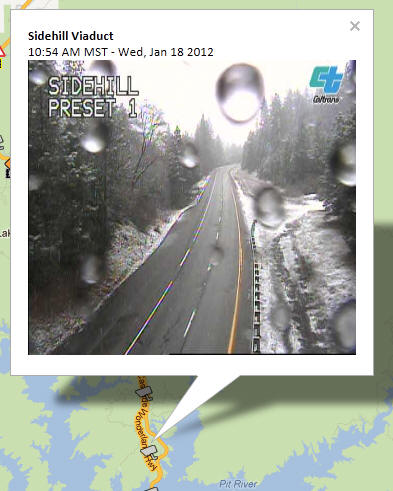 OSS Screenshot (1/18/2012): CCTV camera image showing road conditions near Sidehill Viaduct.