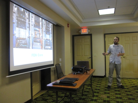 Jeremiah Pearce shows the FEN core equipment for the TMC in Redding.