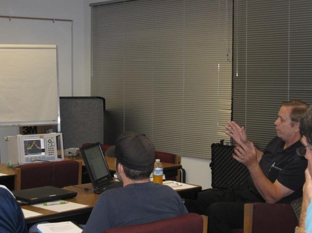 Ken Beals from Caltrans District 2 explains to the class how he uses a spectrum analyzer to design and test rural ITS installations.