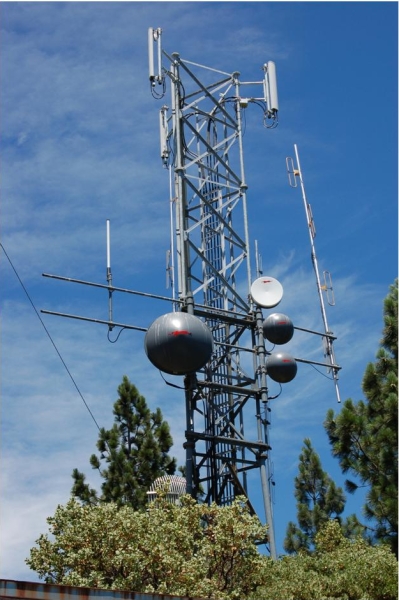 The other side of the RF link, the tower on top of Bass Mountain.