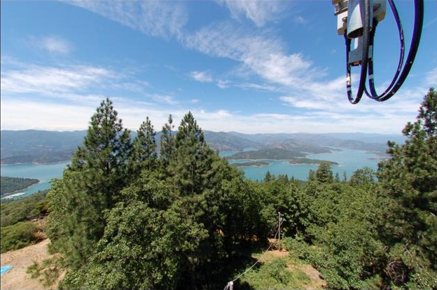 A view from the top of the tower on Bass Mountain. This location is strategic for coverage of the road below and beyond.