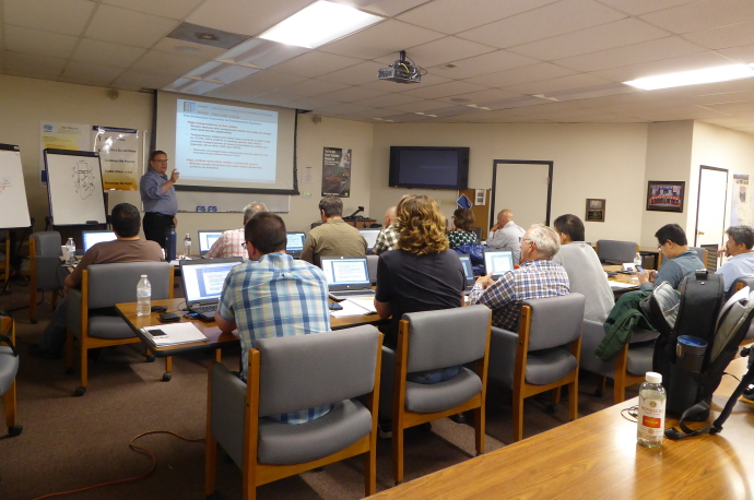 Course instructor Phil Isaak explains a concept during the October 2018 Small Data Center, Structured Cabling, and Grounding class. Course instructor Phil Isaak explains a concept during the October 2018 Small Data Center, Structured Cabling, and Grounding class.