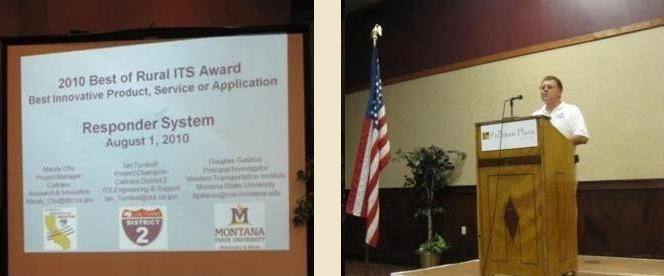 Doug Galarus gave a quick overview of the Responder project and accepted the 2010 NRITS Best of Rural ITS Award. Doug Galarus gave a quick overview of the Responder project and accepted the 2010 NRITS Best of Rural ITS Award.