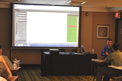 Keith Calais, WSDOT, demonstrates the Remote Operating Asset Management (ROAM) system used in the adaptive lighting project. Keith Calais, WSDOT, demonstrates the Remote Operating Asset Management (ROAM) system used in the adaptive lighting project.