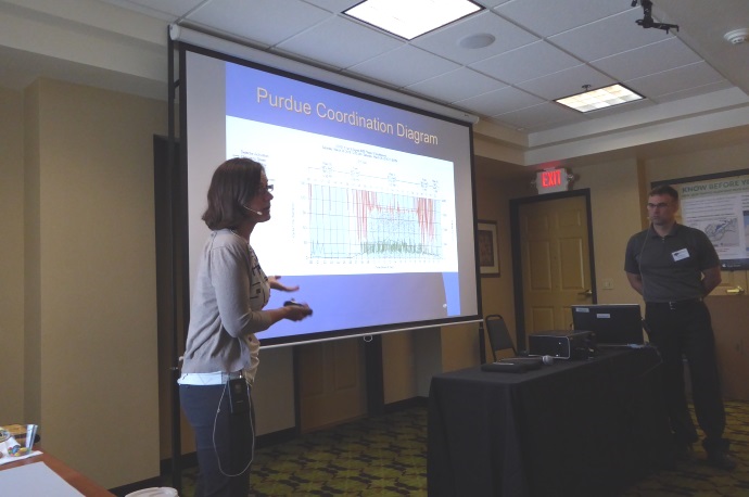 Julie Kentosh (left) and Doug Spencer (right) discuss signal coordination results. Julie Kentosh (left) and Doug Spencer (right) discuss signal coordination results.