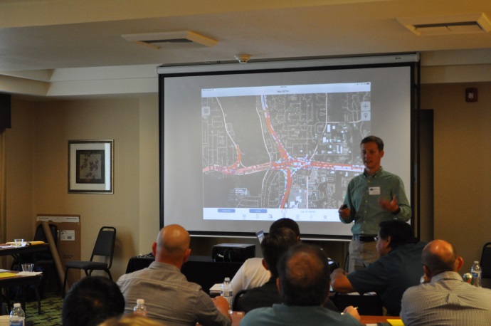Joe Schmit demonstrates WSDOT’s Highway Activities Tracking System (HATS). Joe Schmit demonstrates WSDOT’s Highway Activities Tracking System (HATS).