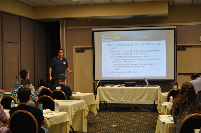 UC-Davis researcher Stephen Donecker outlines the problem of maintaining ITS field elements in remote locations. UC-Davis researcher Stephen Donecker outlines the problem of maintaining ITS field elements in remote locations.