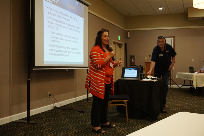 Melissa Clark, Caltrans Division of Research, Innovation, and System Information, presenting at the 2019 Western States Forum.