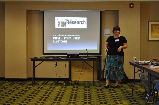 Lynne Randolph introduces her presentation entitled Travel Times Using Bluetooth. Lynne Randolph introduces her presentation entitled Travel Times Using Bluetooth.